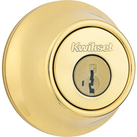 Kwikset Polished Brass Single Cylinder Deadbolt with SmartKey Security 660 3 RCAL RCS SMT